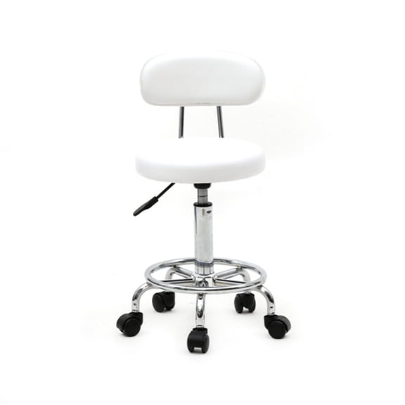 Alvantor 360° Swivel Adjustable Salon Stool with Back, Height Adjustable Beauty Chair, White