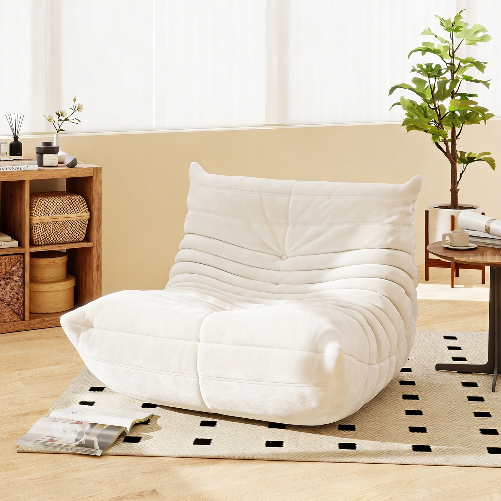 Alvantor Armless Bean Bag Chair, Dutch Velvet Lazy Sofa with Memory Foam, No Assembly Lounge Seat for Living Room Bedroom Dorm