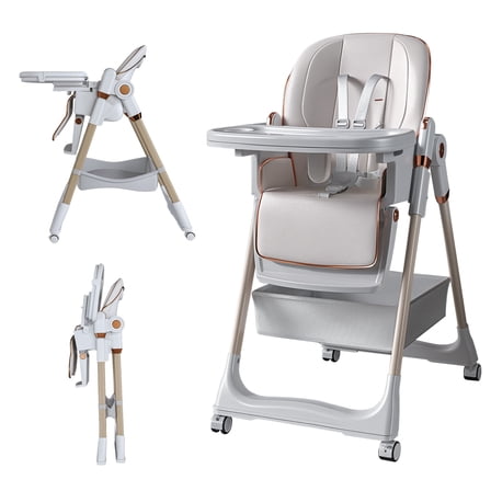 Alvantor Baby High Chair for Infant Portable Toddler Feeding Seat with Belt for Home, Dining White