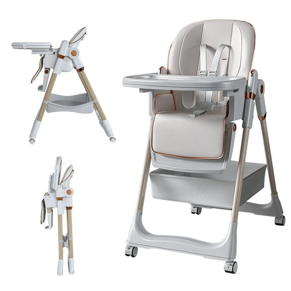 Alvantor Baby High Chair for Infant Portable Toddler Feeding Seat with Belt for Home, Dining White