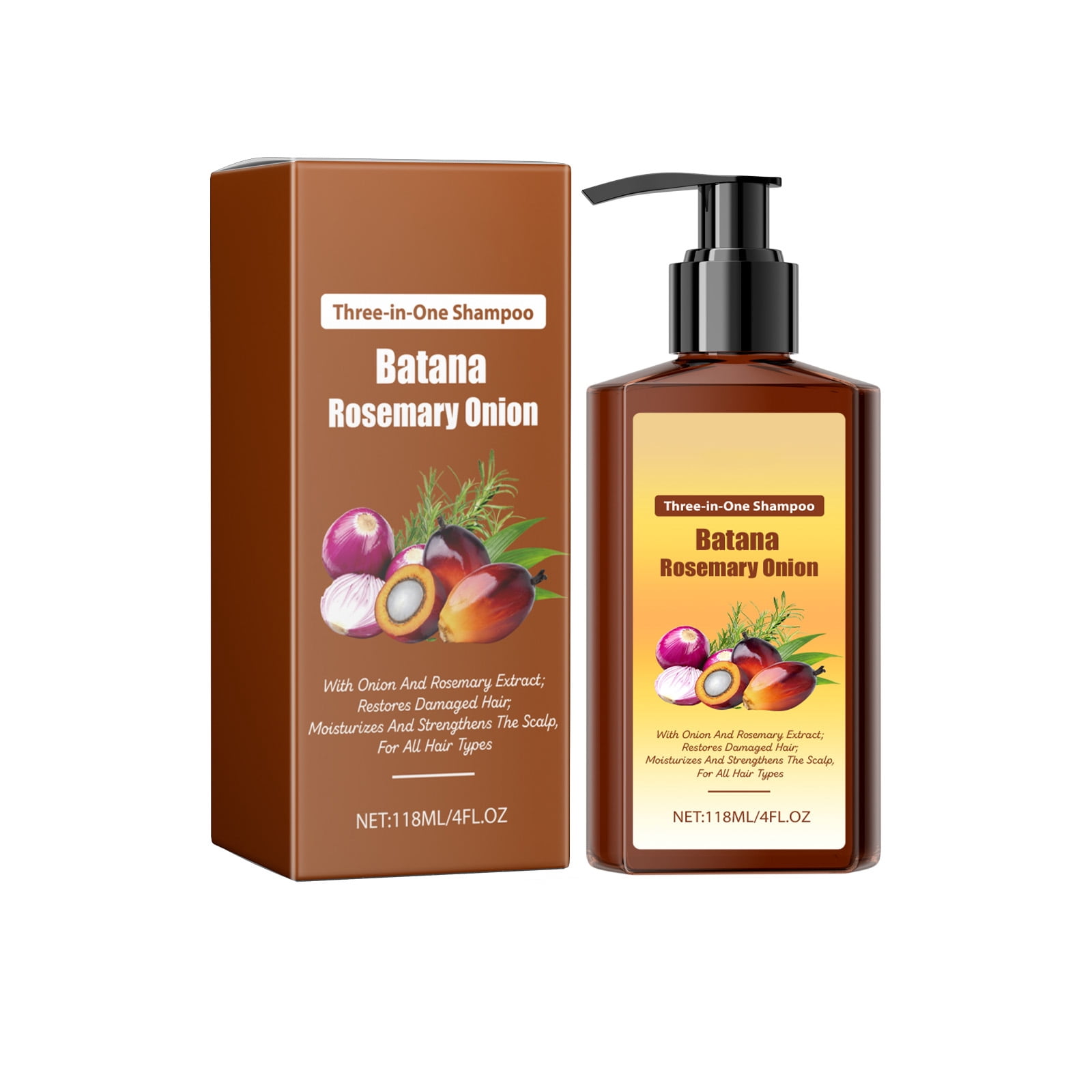 Alvantor Batana Oil Shampoo with Rosemary Onion, Moisturizing & Strengthening Hair Care for All Hair Types, 4fl.oz