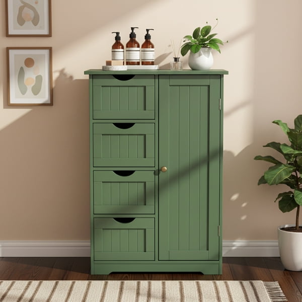 Alvantor Slim Freestanding Navy Blue Bathroom Storage Cabinet