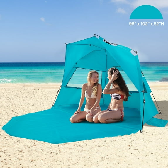 Alvantor Beach Tent for 2-4 Person, UPF 50+ UV Protection Pop Up Beach Tent Sun Shelter, Lightweight Waterproof Sunshade Canopy with Extendable for Camping, Hiking ,Outdoor, Bule