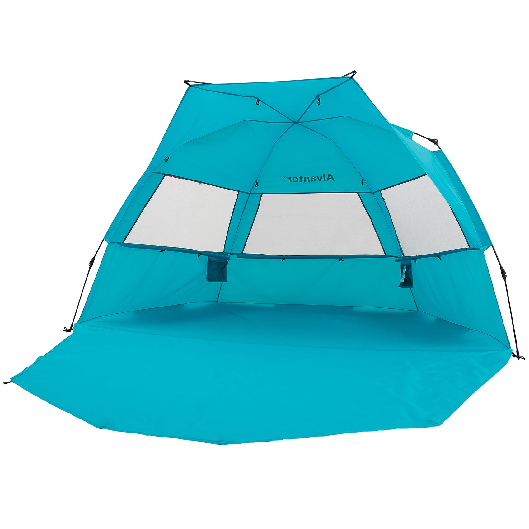 Teal 4-Person Fiberglass Pop-Up Beach Tent with Carry Bag