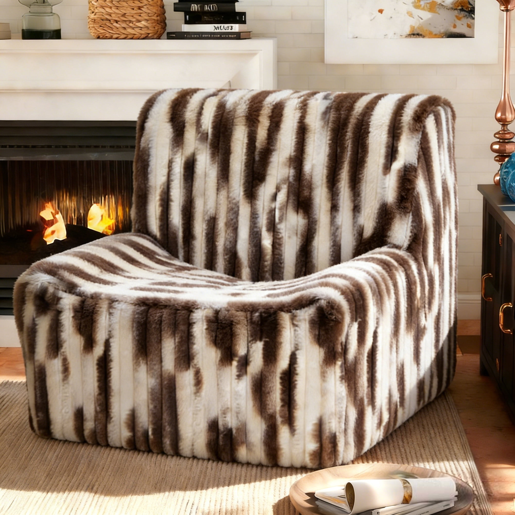Alvantor Bean Bag Chair for Adults Faux Fur Armless Floor Sofa with Foam Filling No Assembly for Bedroom Dorm Apartment