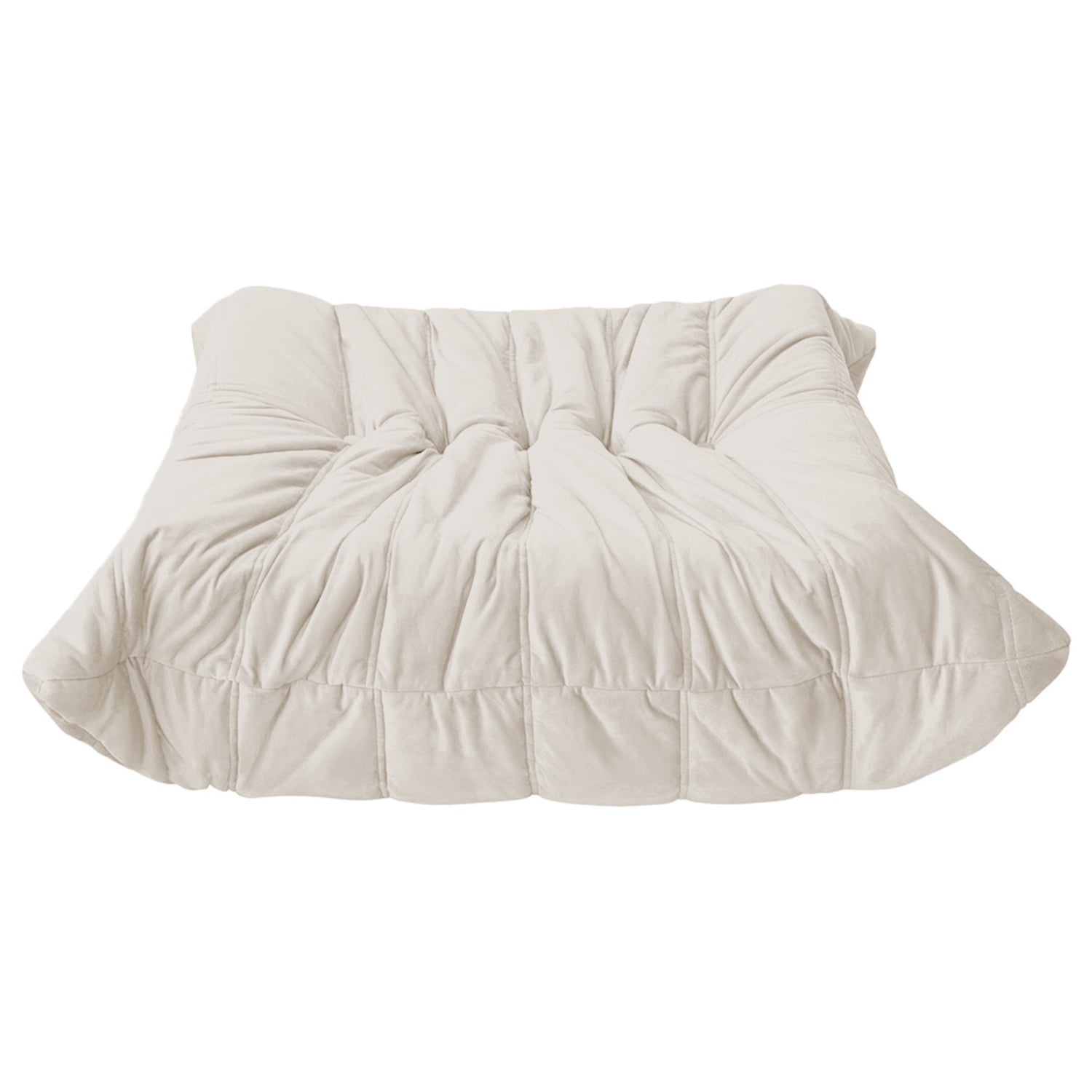 Alvantor Bean Bag Ottoman Footrest, Foam Filled Pouf, 35 x 29 x 13 in, Beige, No Assembly Needed