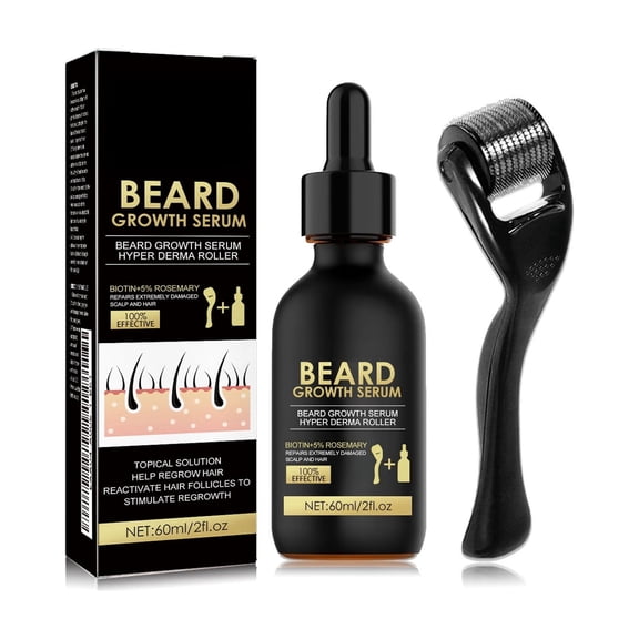 Alvantor Beard Growth Kit with Roller & Essence Oil for Men Thicker Facial Hair Care Set, 2fl.oz