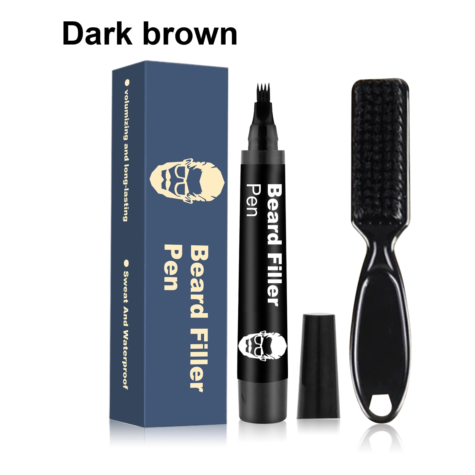 Alvantor Beard Pen Filler for Men, Waterproof & Sweat Proof, Long Lasting, Dark Brown