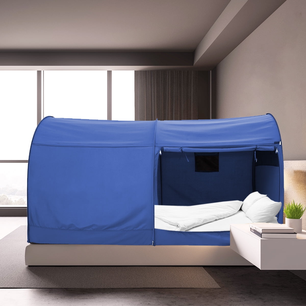 Navy Twin Size Portable Bed Tent Privacy Canopy