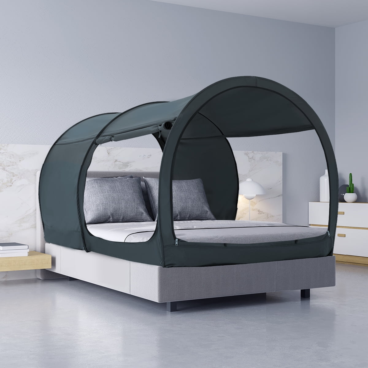 Charcoal Queen Size Pop Up Privacy Bed Tent