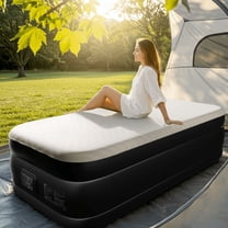 Alvantor Twin Raised Air Mattress with Built-in Pump and Foam Topper, 450 lb Capacity, 18 Inch High, Black