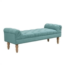 Alvantor Button Tufted End of Bed Benches Large Velvet Upholstered Bench with Pillows for Bedroom,Living Room, Entryway Dusty Teal
