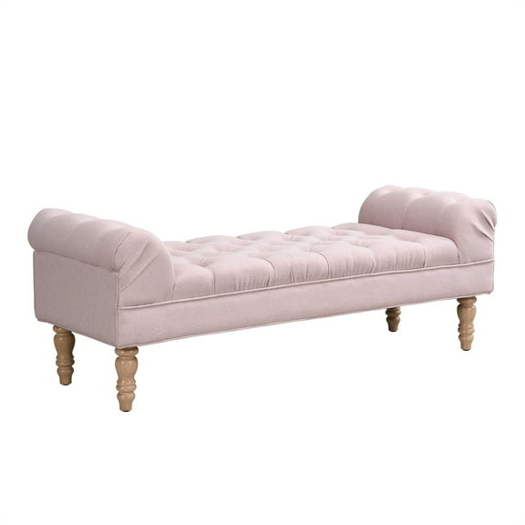 Alvantor Button Tufted End of Bed Benches Large Velvet Upholstered Bench with Pillows for Bedroom,Living Room, Entryway Pink