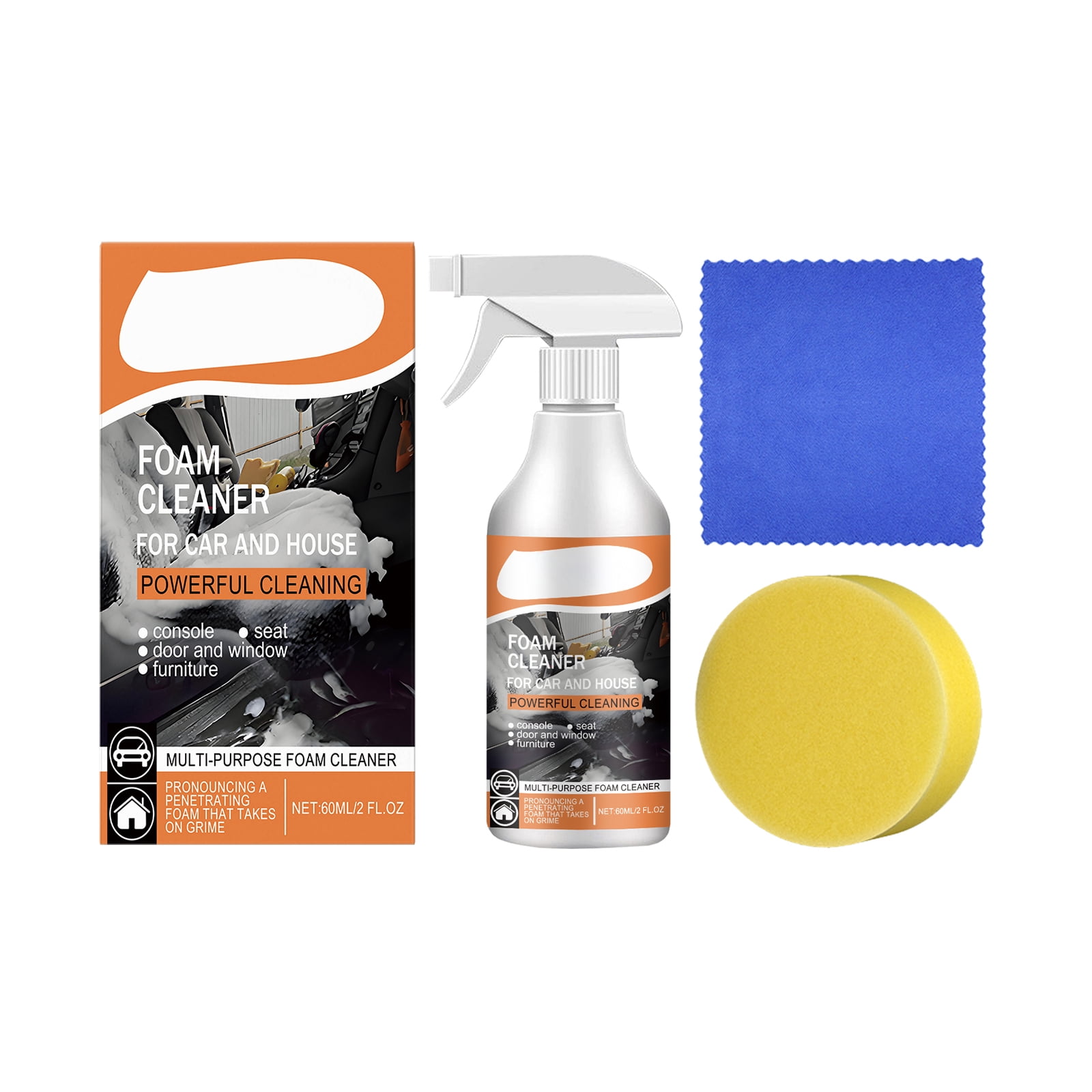 Alvantor Car Foam Cleaner, Multi-Functional Interior Stain Cleaner for Seats, 2fl.oz