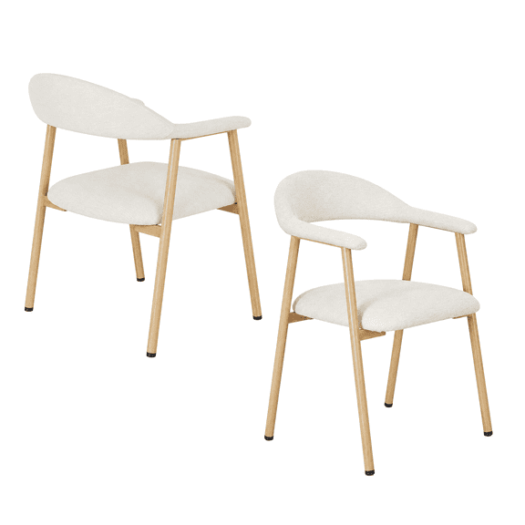 Alvantor Chairs Set of 2, A Modern Kitchen Side Chair Set with Curved Backrests and Linen Upholstery, Accompanied by Metal Decorative Chairs for Dining Room Kitchen Living Room Cafe