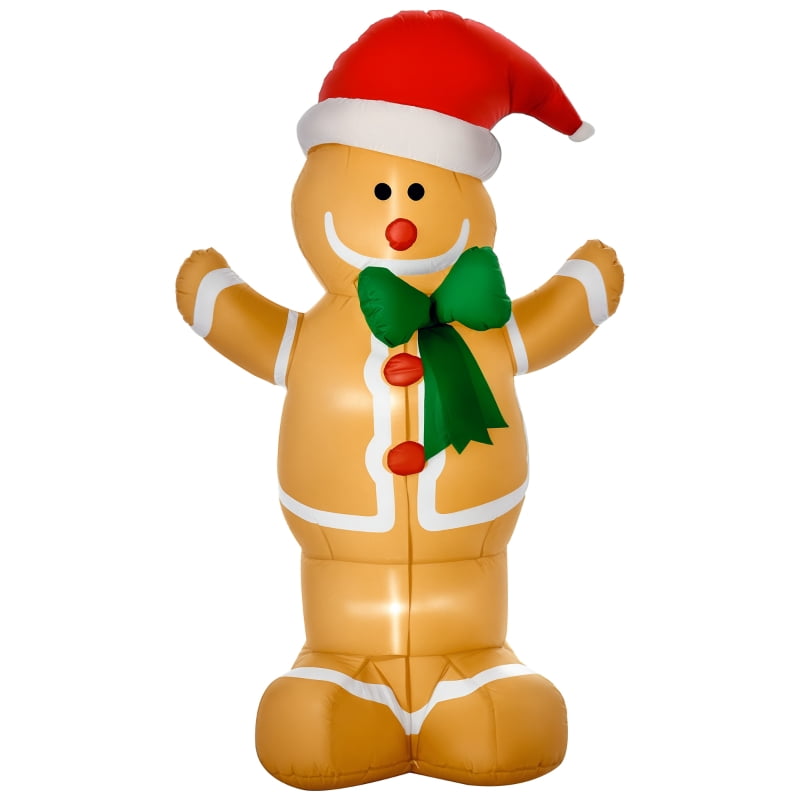 Alvantor Christmas Inflatables Gingerbread Man with LED Lights 109.86"x69.85"x182.88" Brown