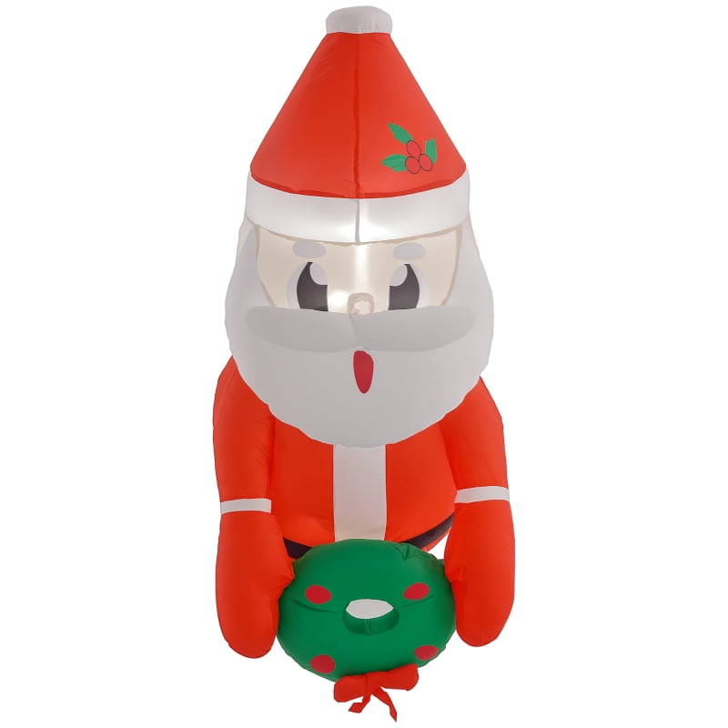 Alvantor Christmas Inflatables Hanging Santa with Wreath & LED Lights 18.1"x29.5"x41.3" Red/White