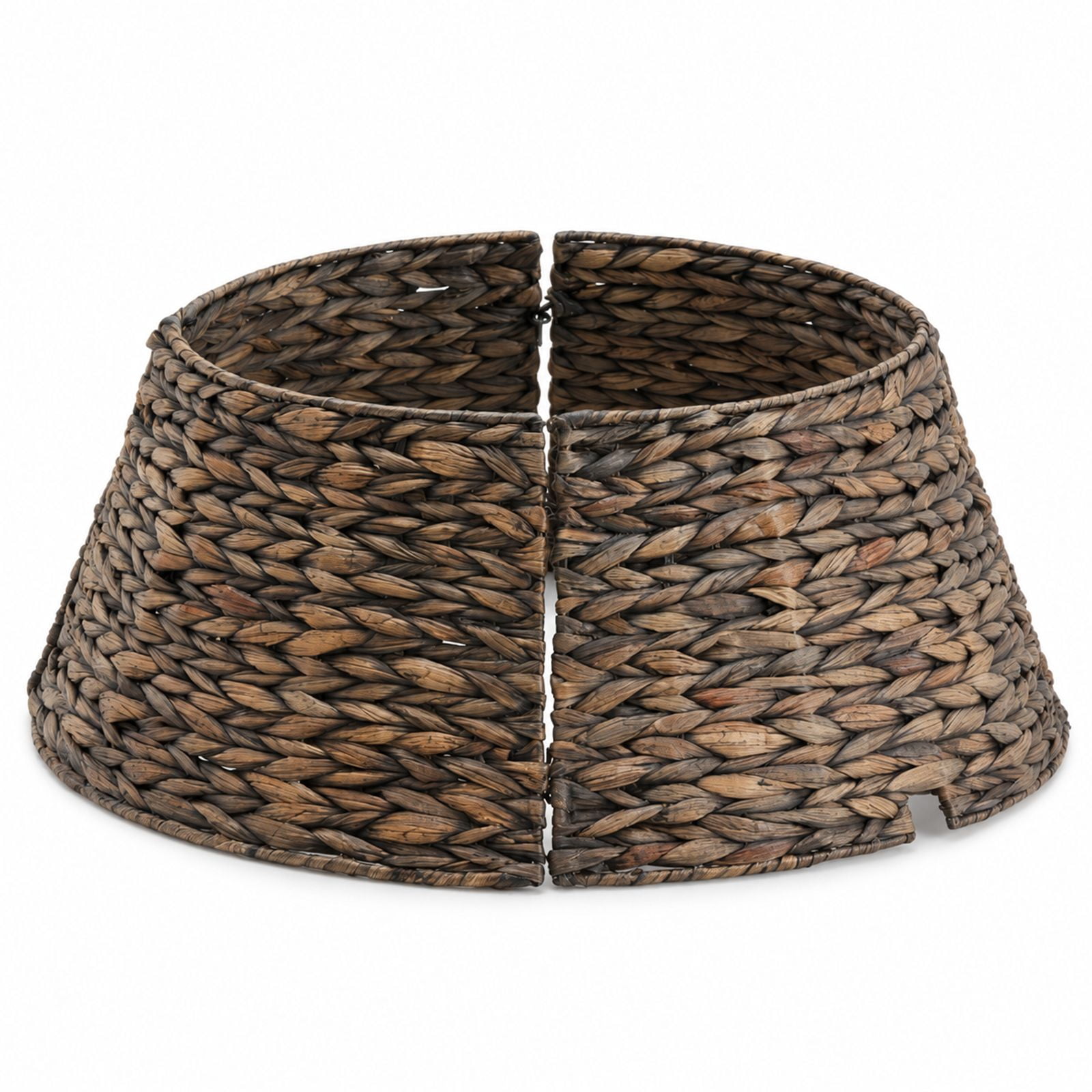 Alvantor Christmas Tree Collar, Woven Rattan Stand Cover with Cord Port, Black 24IN