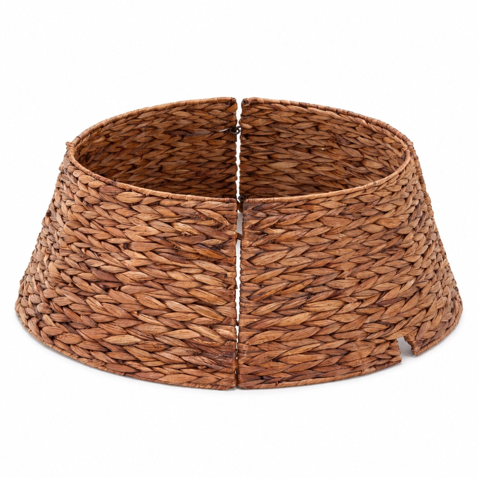 Alvantor Christmas Tree Collar, Woven Rattan Stand Cover with Cord Port, Brown 24IN