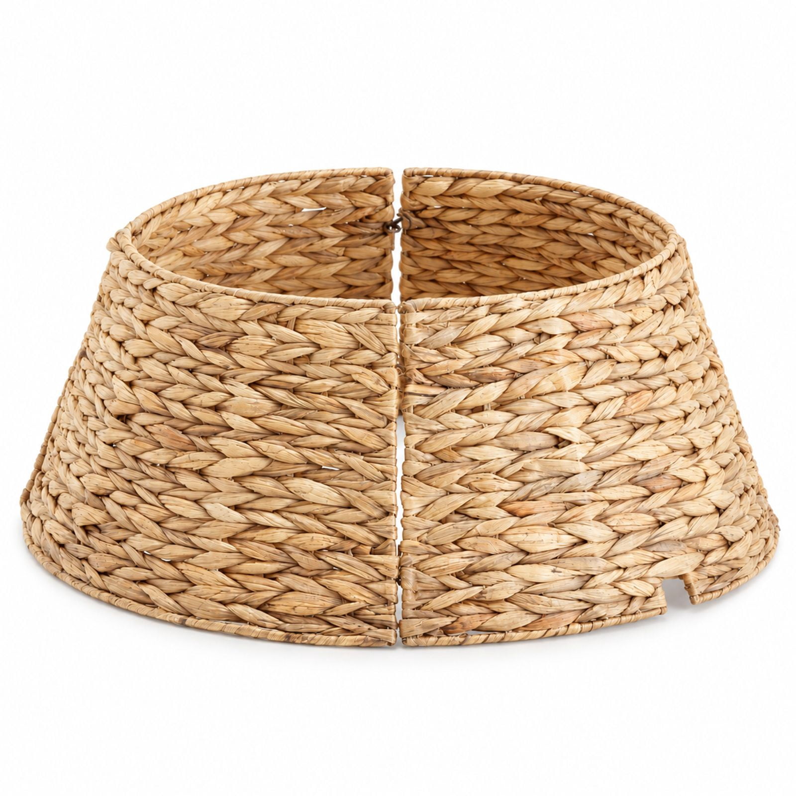 Alvantor Christmas Tree Collar, Woven Rattan Stand Cover with Cord Port, Yellow 36IN