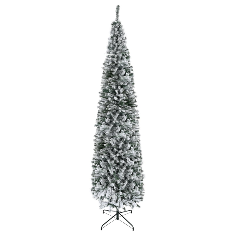 Alvantor Christmas Tree Flocked Pencil with 1014 Tips, Foldable Metal Stand 27.5"x27.5"x108" 9ft Green