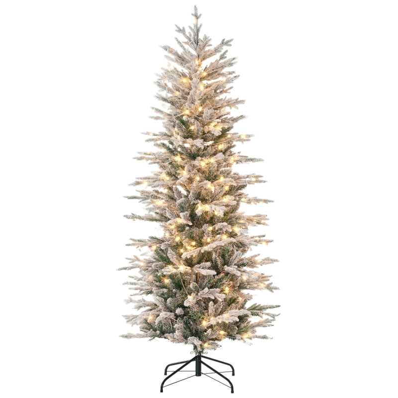 Alvantor Christmas Tree Pre-Lit Flocked with 250 Clear Lights 34.75"x34.75"x72" 6ft Green