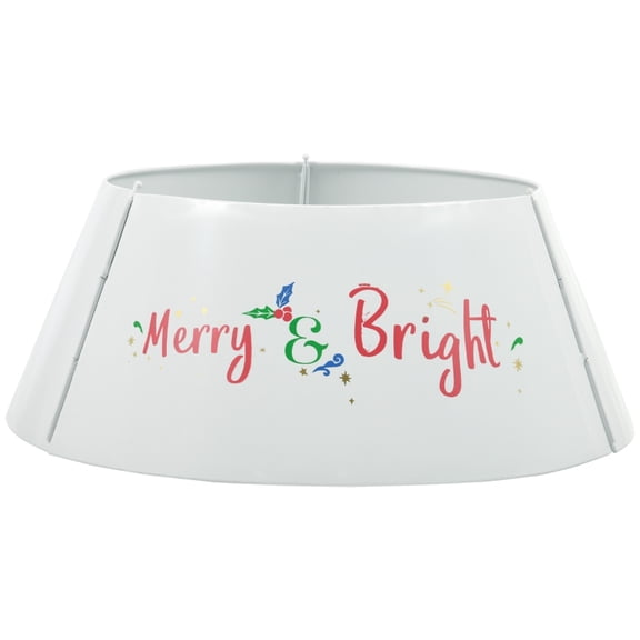 Alvantor Christmas Tree Skirt, Steel Ring Collar with Easy Assembly for Holiday Home 26"x26"x11" Cream White