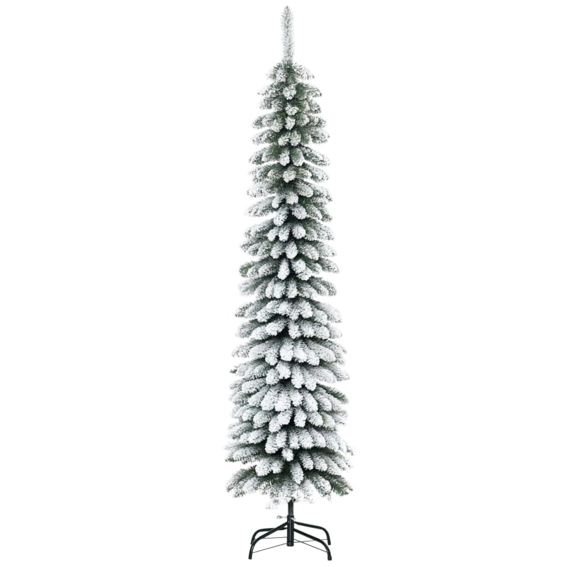 Alvantor Christmas Tree Unlit Flocked Pencil with 395 Tips, Slim Holiday Decor 18"x18"x72" 6ft Green