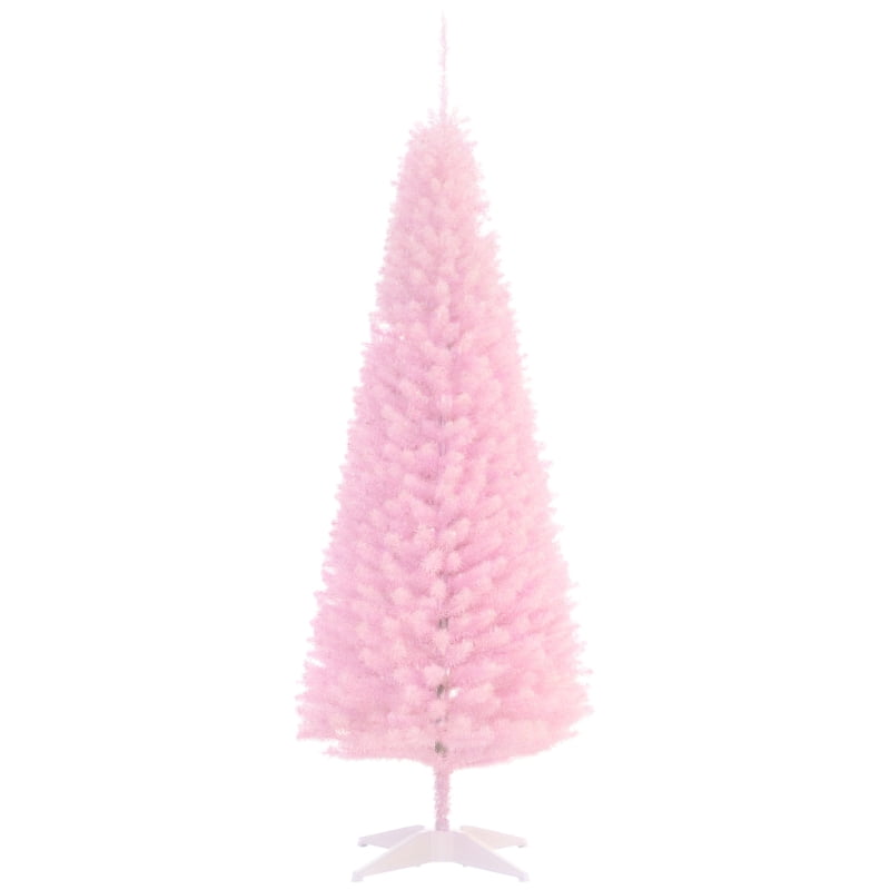 Alvantor Christmas Tree Unlit Pencil with 294 Tips, Slim Holiday Decor 19.75"x19.75"x60" 5ft Pink