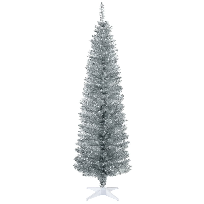 Alvantor Christmas Tree Unlit Pencil with 390 Tips, Slim Holiday Decor 21.75"x21.75"x72" 6ft Silver