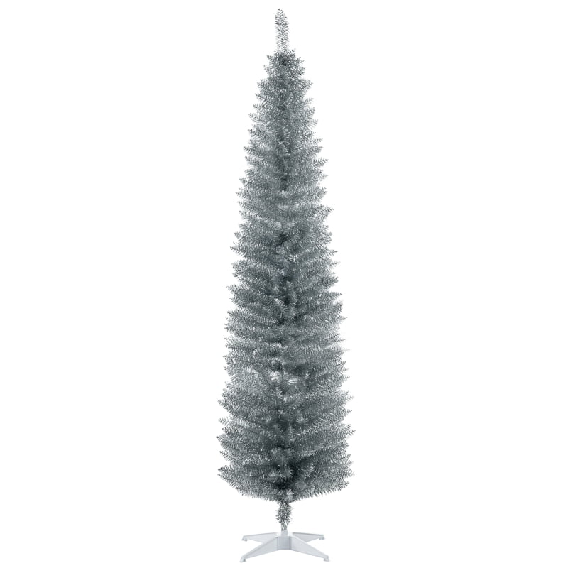 Alvantor Christmas Tree Unlit Pencil with 499 Tips, Slim Holiday Decor 21.75"x21.75"x84" 7ft Silver