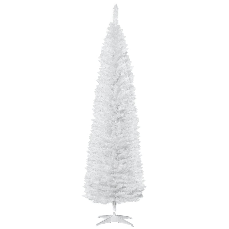 Alvantor Christmas Tree Unlit Pencil with 499 Tips, Slim Holiday Decor 21.75"x21.75"x84" 7ft White