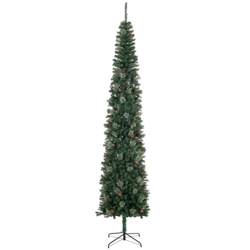Alvantor Christmas Tree Unlit Pencil with Pine Cones & Realistic Branches 27.5"x27.5"x112.3" 9.5ft Green