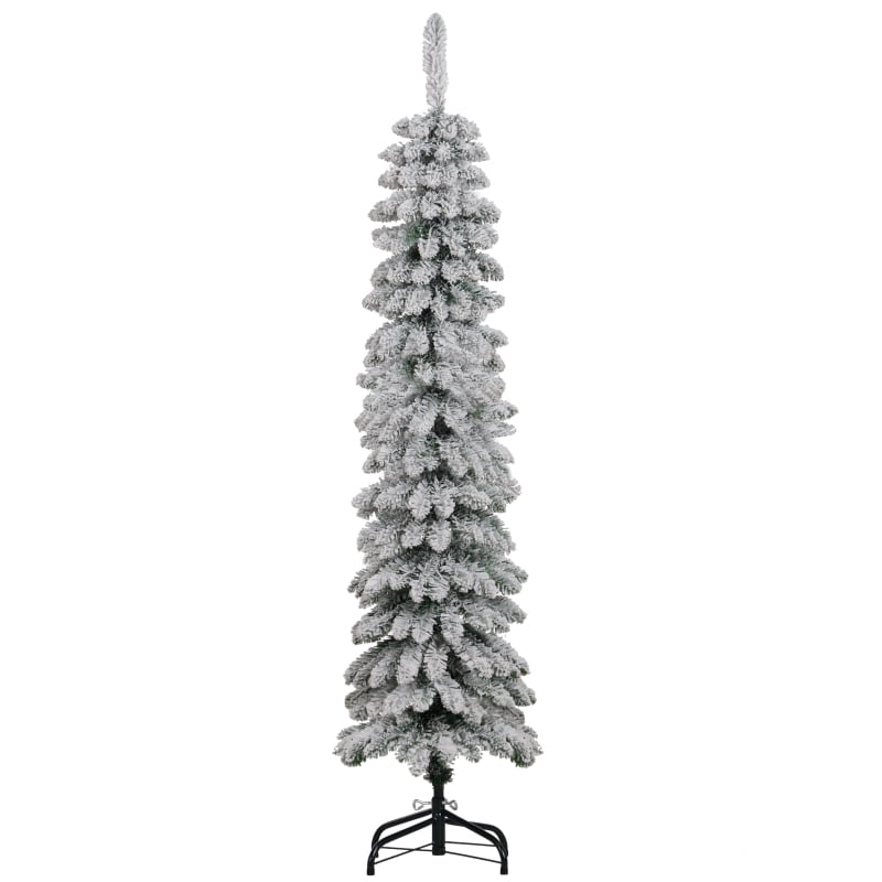 Alvantor Christmas Tree Unlit Snow-Flocked Pencil with 301 Tips 17.7x17.7x60 in 5ft Green