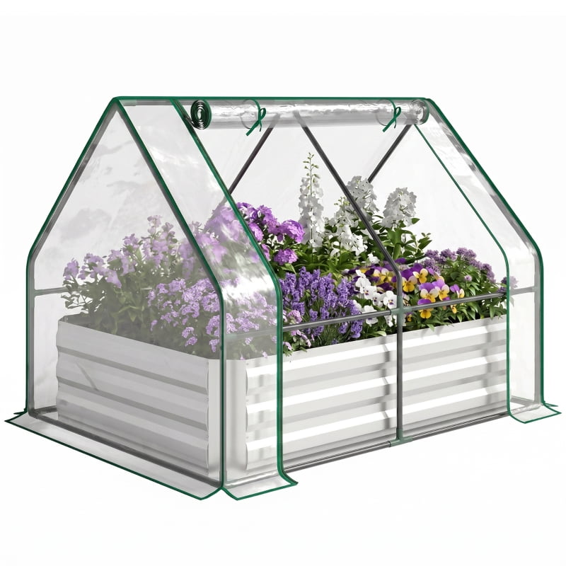Alvantor Clear 2-in-1 Raised Garden Bed with Mini Greenhouse Cover 50" L x37" M x36" H