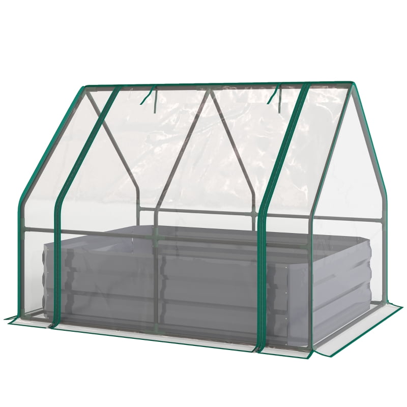 Alvantor Clear and Dark Gray 50"x37"x36" 2-in-1 Raised Planter with Greenhouse Cover