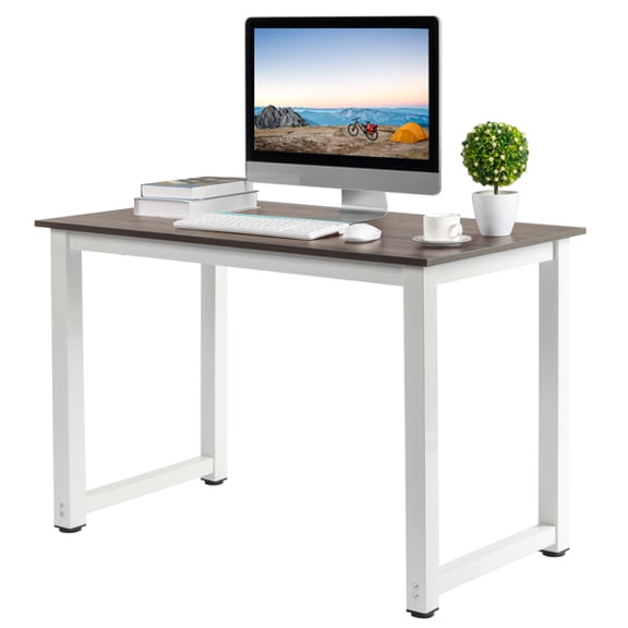 Alvantor Computer Desk,Wood Top,15mm Desktop,50 x 50mm Tube Frame,Gray 43.3 x 23.6 x 29.5 in