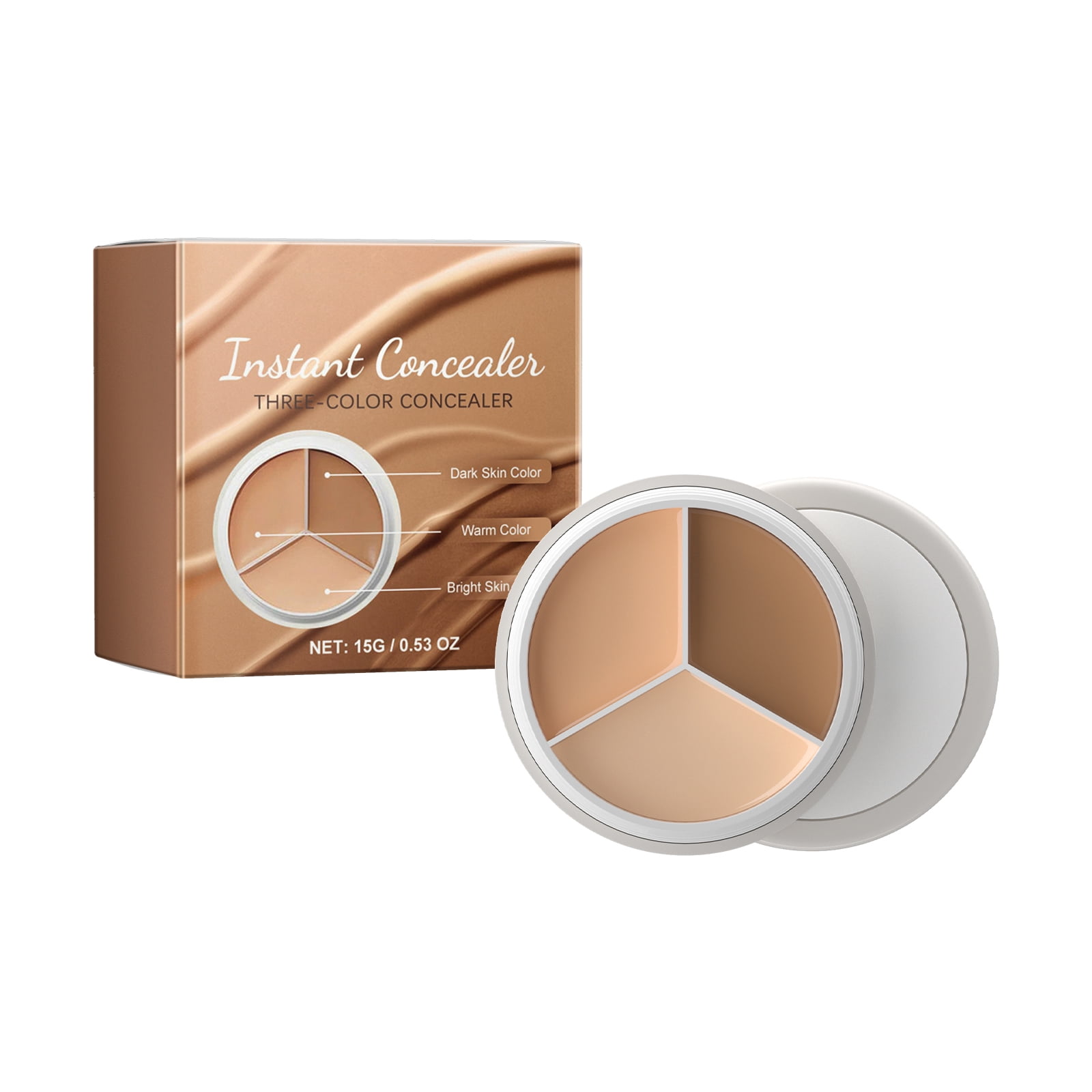 Alvantor Concealer, Multi-Use Triple Pot Palette, High-Pigmented, Full Coverage & Crease-Proof for Dark Circles, Redness & Blemishes, 0.53oz
