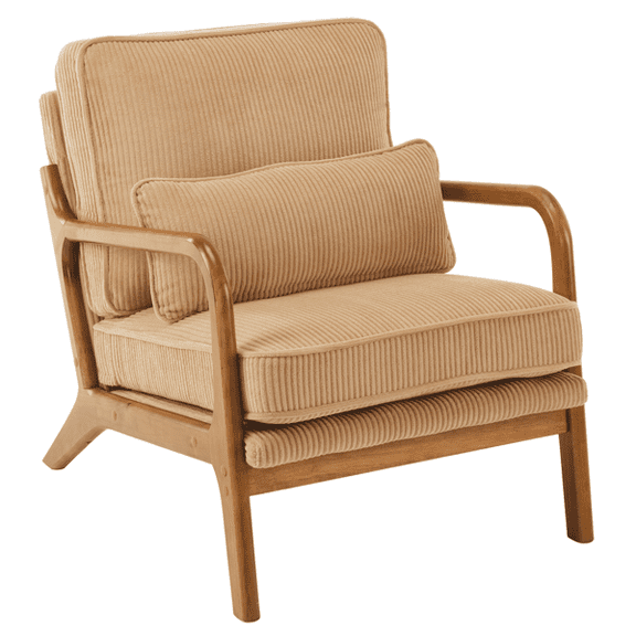 Alvantor Khaki Low-Arm Corduroy Accent Chair for Living Room or Bedroom