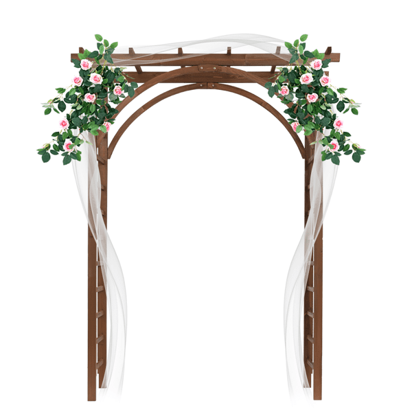 Alvantor Dark Brown Wooden Garden Arbor, 85 in H Flat Top Fir Wood