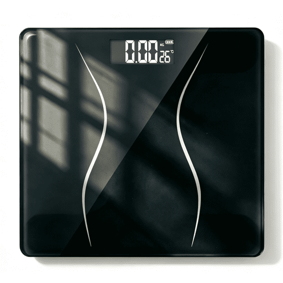 Alvantor Digital Bathroom Scale, 397 lb Capacity, 0.1 kg Increments, Backlit LCD, 6 mm Tempered Glass, Black