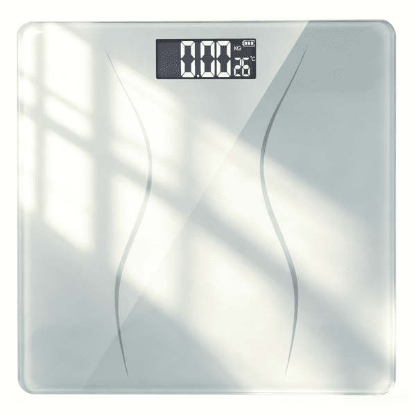 Alvantor Digital Bathroom Scale, 397 lb Capacity, 0.1 kg Increments, Backlit LCD, 6 mm Tempered Glass, White