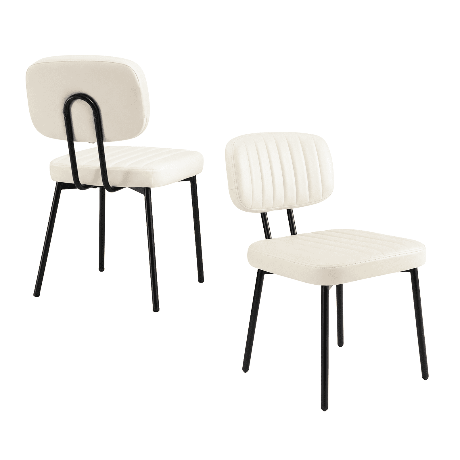 Alvantor Dining Chairs Set of 2, Mid-Century Modern Upholstered Kitchen Dining Room Accent Chairs with Faux Leather Cushion Seat for Kitchen Dining Room, Vertical Stripes