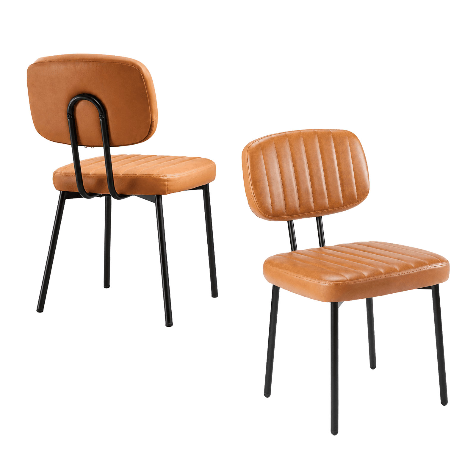 Alvantor Dining Chairs Set of 2, Mid-Century Modern Upholstered Kitchen Dining Room Accent Chairs with Faux Leather Cushion Seat for Kitchen Dining Room, Vertical Stripes