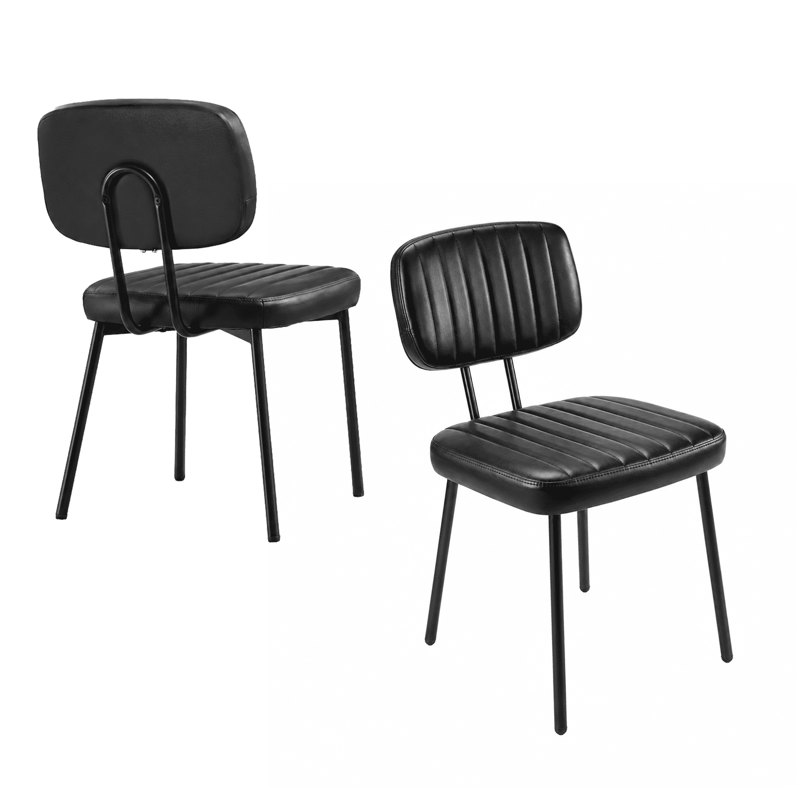 Alvantor Dining Chairs Set of 2, Mid-Century Modern Upholstered Kitchen Dining Room Accent Chairs with Faux Leather Cushion Seat for Kitchen Dining Room, Vertical Stripes