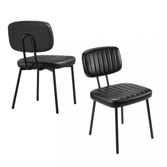 Alvantor Dining Chairs Set of 2, Mid-Century Modern Upholstered Kitchen Dining Room Accent Chairs with Faux Leather Cushion Seat for Kitchen Dining Room, Vertical Stripes