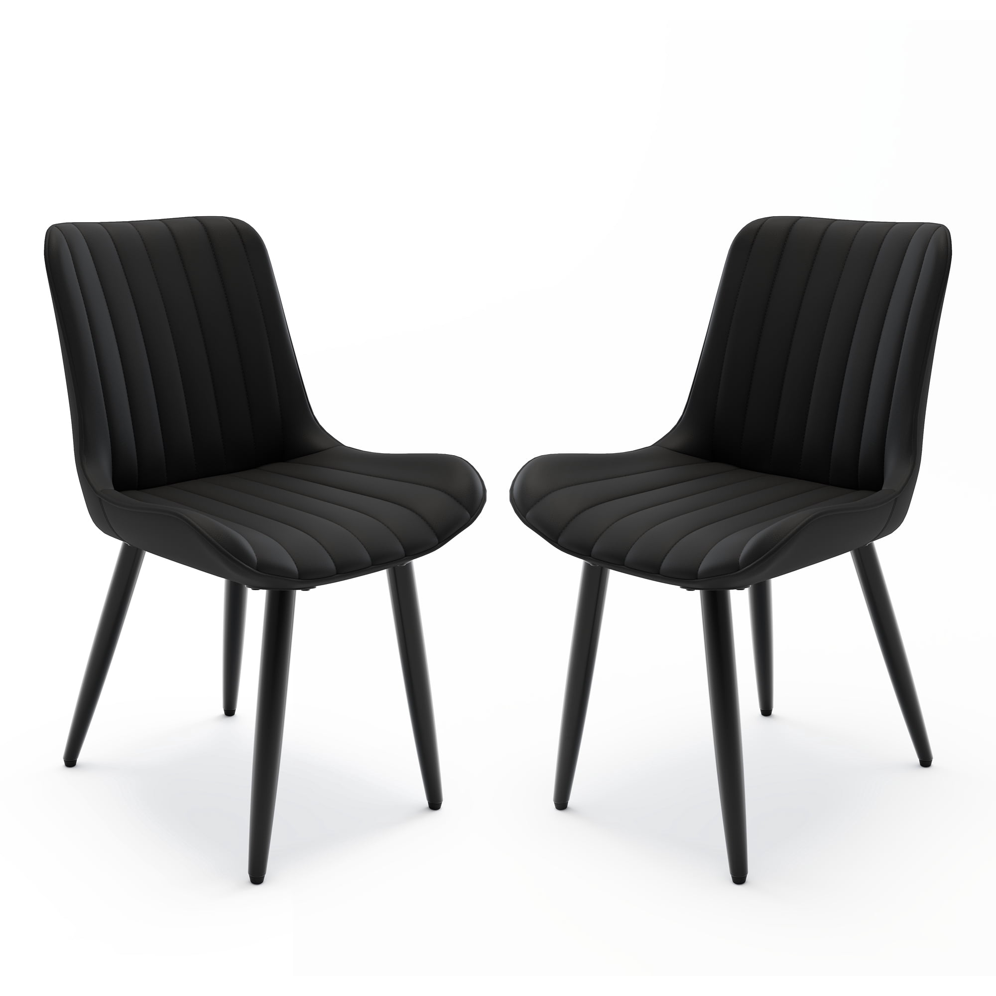 Alvantor Dining Chairs Set of 2 Upholstered Side Chairs with Padded Seats & Metal Legs for Kitchen Living Room Black