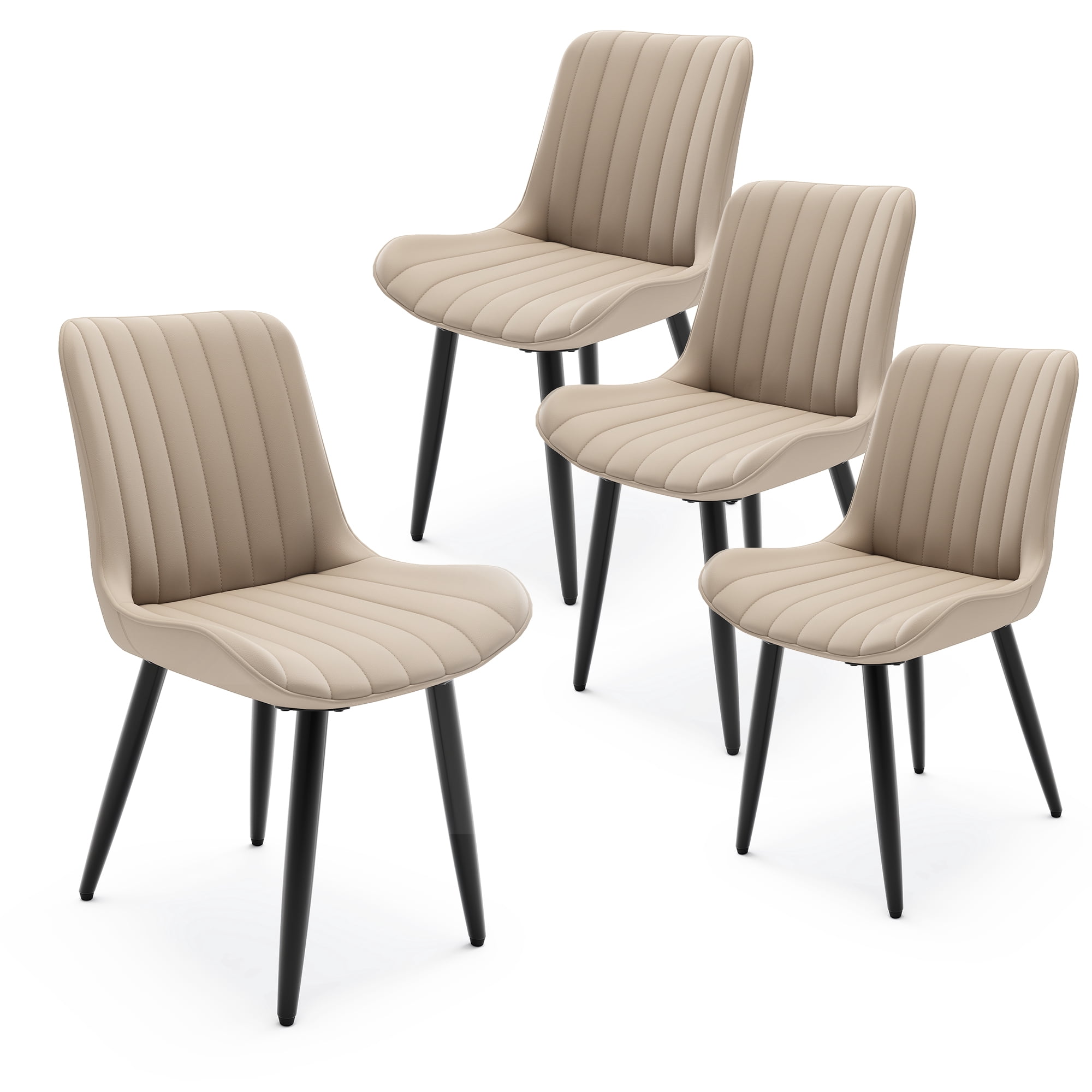 Alvantor Dining Chairs Set of 4 Upholstered Side Chairs with Padded Seats & Metal Legs for Kitchen Living Room Cream
