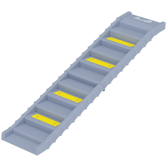 Alvantor Dog Ramp with Anti-Slip 10-Step Stairs for Cars & High Beds 60.6"x15.7"x3" Grey