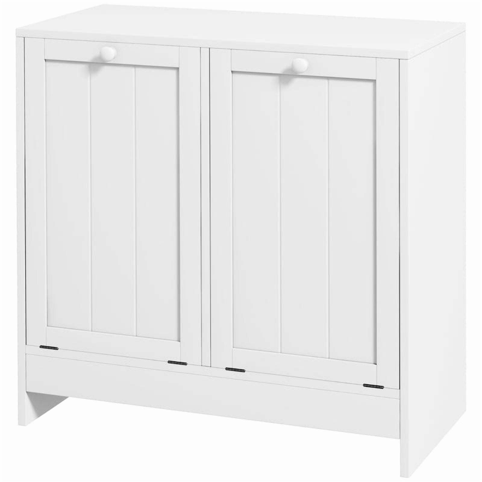 Alvantor Double Laundry Storage Cabinet with 2 Pull-Out Hampers, Bathroom Organizer 66" x 33" x 68" White